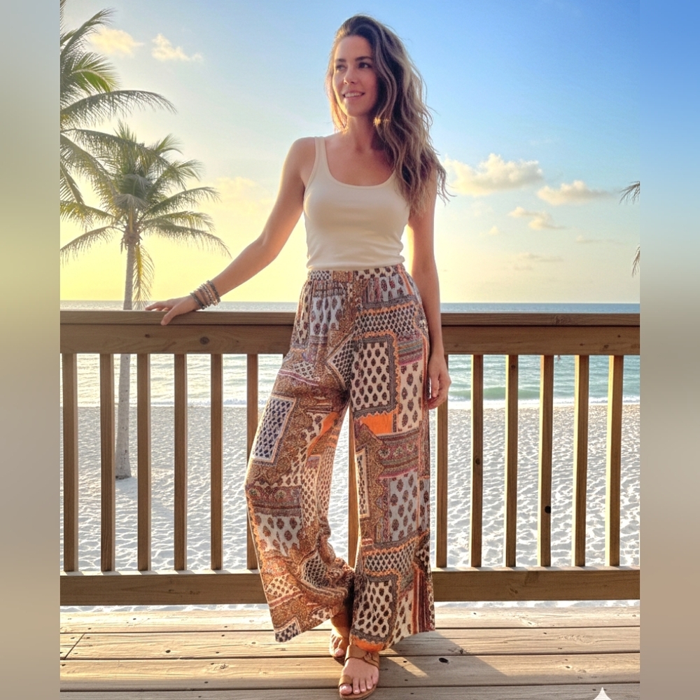 Christian Siriano New York Mixed Print Palazzo Pants - Small - Picture 2 of 8